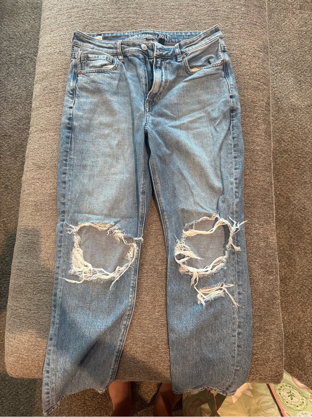 American Eagle Outfitters Distressed Light Blue Boyfriend Jeans